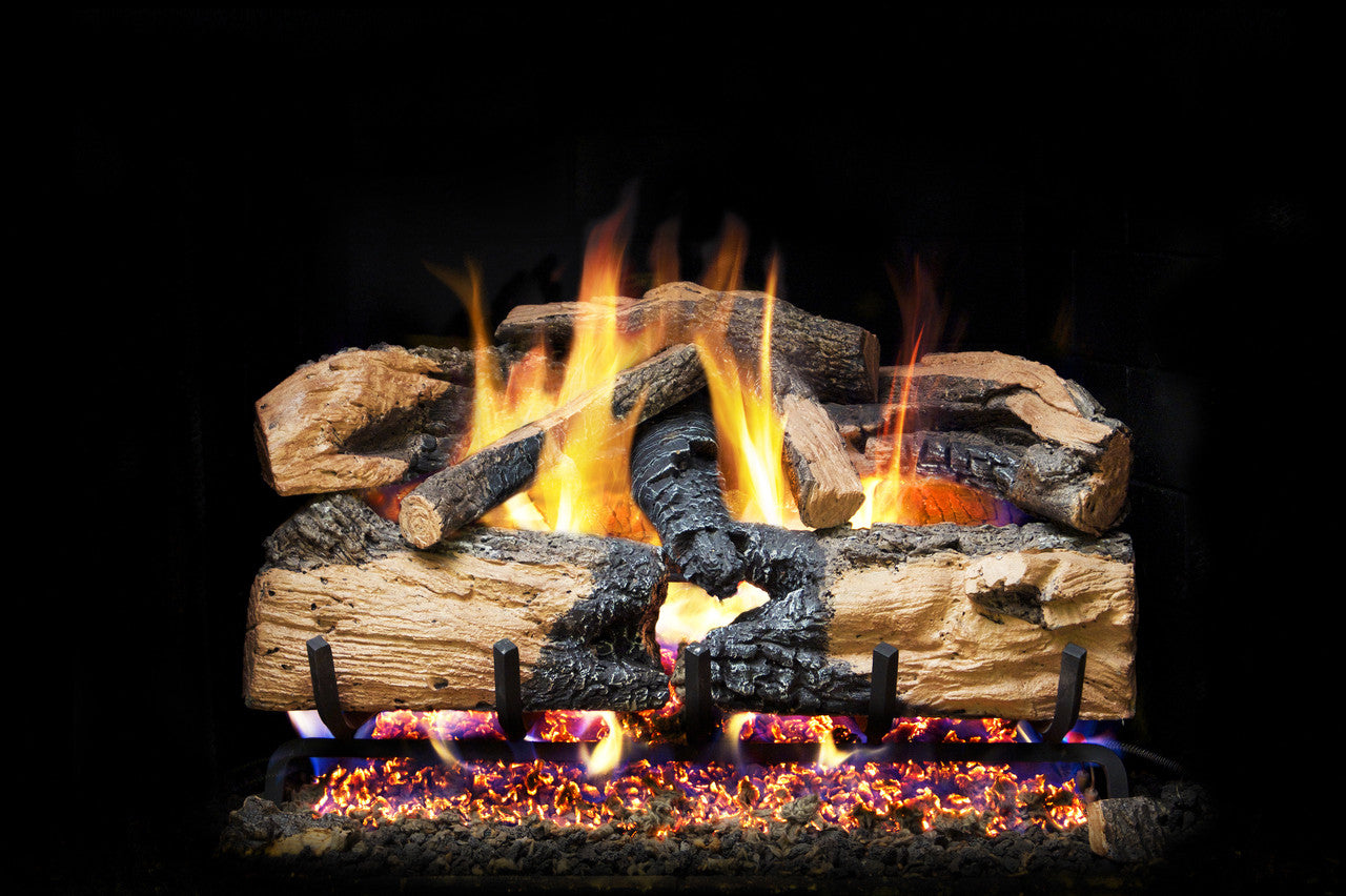 Real Fyre Charred Evergreen Split Oak Vented Gas Logs (ENS-24), 24-Inch