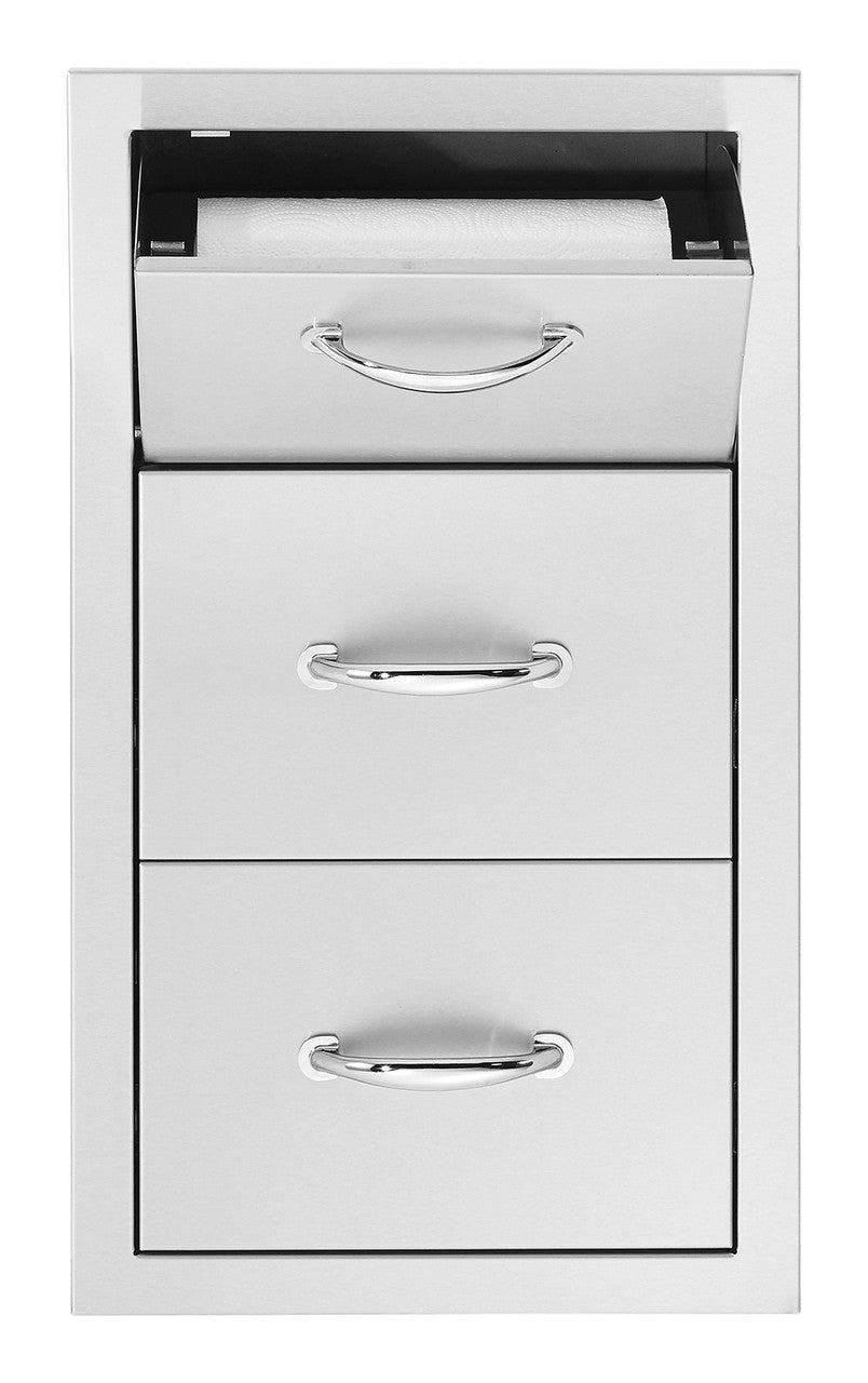 SummerSet 17-inch North American Stainless Steel Vertical 2-Drawer & Paper Towel Holder Combo (SSTDC-17)