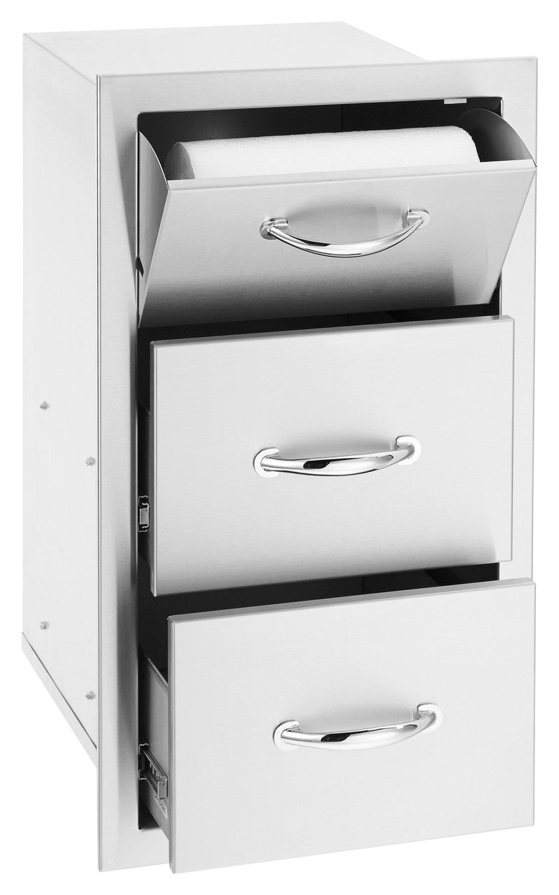 SummerSet 17-inch North American Stainless Steel Vertical 2-Drawer & Paper Towel Holder Combo (SSTDC-17)