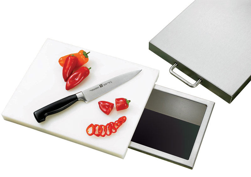 14x10" North American Stainless Steel Trash Chute & Cutting Board w/ Lid